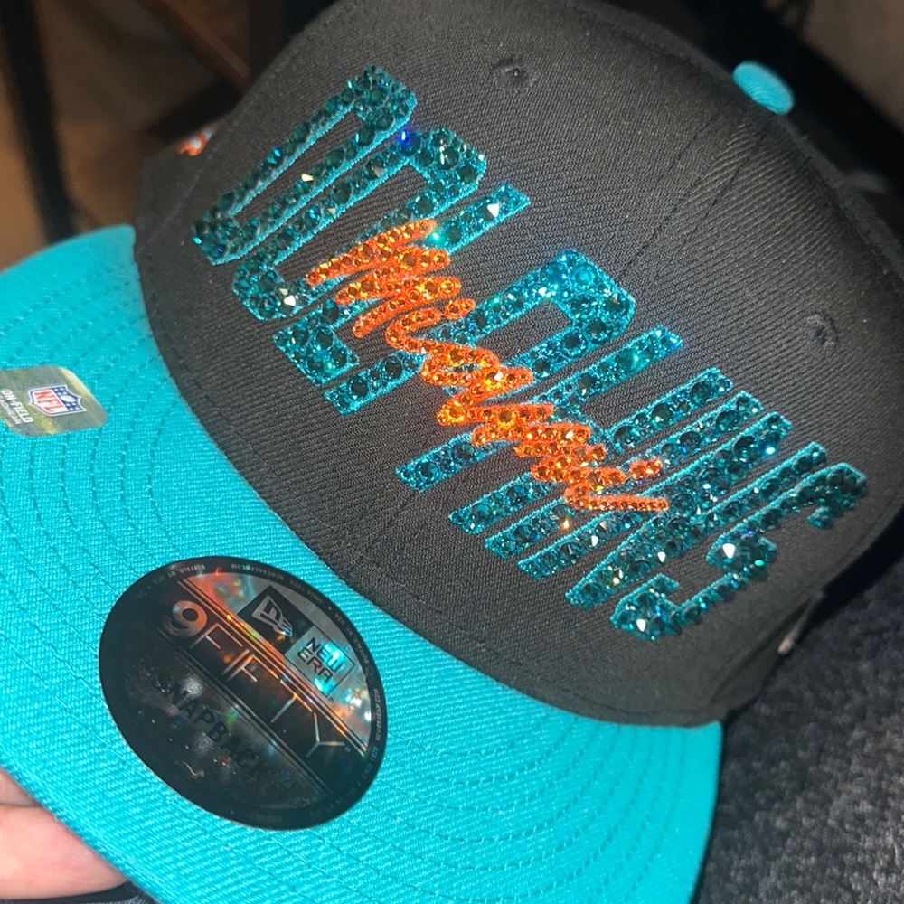 Miami Dolphin’s Swarovski Crystal embellished logo adjustable hat